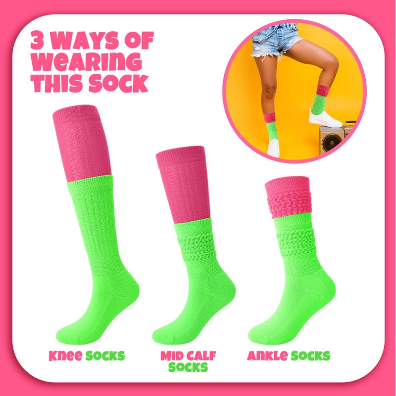 ZhouBoat 5Pcs 80s Accessories for Women, Neon Costume Set with 80s Fanny Pack Hairband Fishnet Gloves Earrings Socks for Halloween Themed Party (Green) - Image 4
