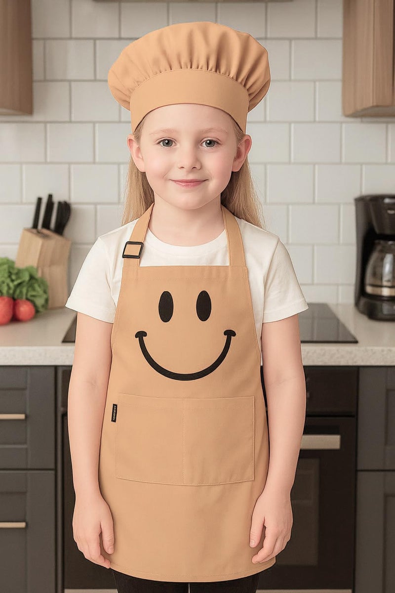 Switchon Polyester Waterproof Adjustable Kids Multi purpose Cooking Apron with a chef cap School Apron - for Kids unisex apron-Proudly made in india (Beige, 6 Yrs to 12 Yrs) - Image 5