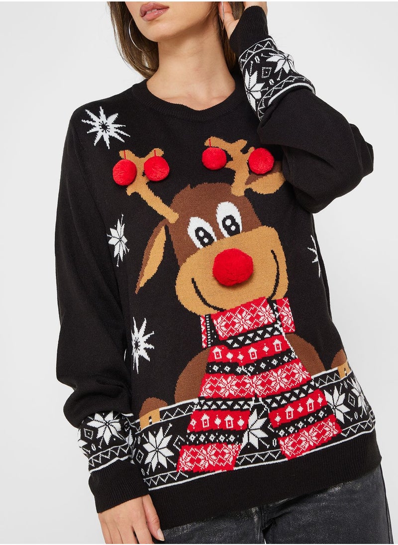 VERO MODA - Round Neck Printed Sweater - Image 1