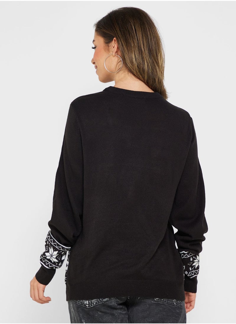 VERO MODA - Round Neck Printed Sweater - Image 1