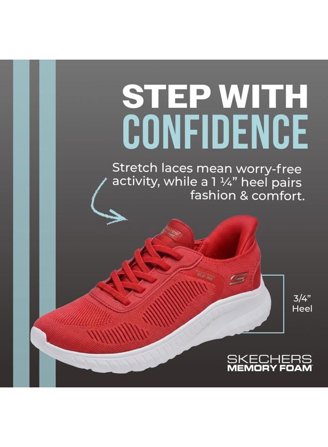 SKECHERS Women's Hands Free Slip-ins Bobs Squad Chaos-Current Muse Sneaker, Red, 39 EU - Image 2