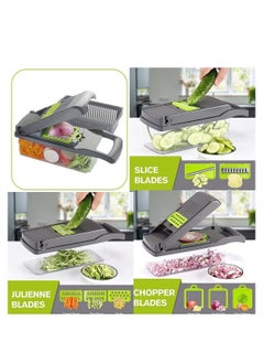 ELTRAZONE Mandoline Slicer with Colander Basket and Container Vegetable Chopper with 7 Interchangeable Blades l Durable Cutter Chopper Slicer and Grater  - Image 3