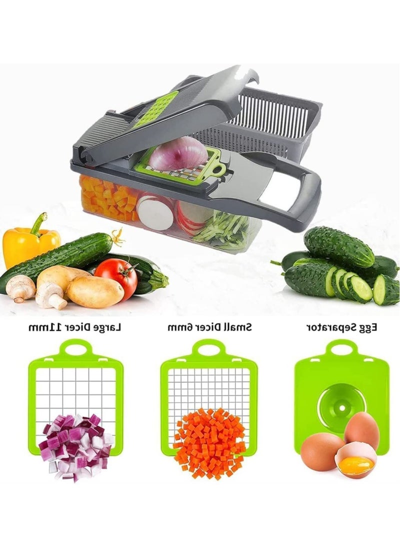 ELTRAZONE - Mandoline Slicer with Colander Basket and Container Vegetable Chopper with 7 Interchangeable Blades l Durable Cutter Chopper Slicer and Grater - Image 1