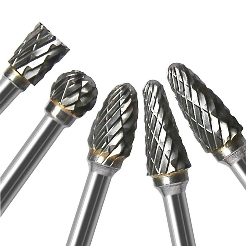 Lukcase Double Cut Carbide Rotary Burr Set - 10 Pcs 1/8" Shank, 1/4" Head Length Tungsten Steel for Woodworking,Drilling, Metal Carving, Engraving, Polishing - Image 3