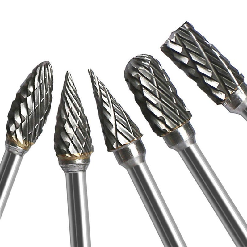 Lukcase Double Cut Carbide Rotary Burr Set - 10 Pcs 1/8" Shank, 1/4" Head Length Tungsten Steel for Woodworking,Drilling, Metal Carving, Engraving, Polishing - Image 2