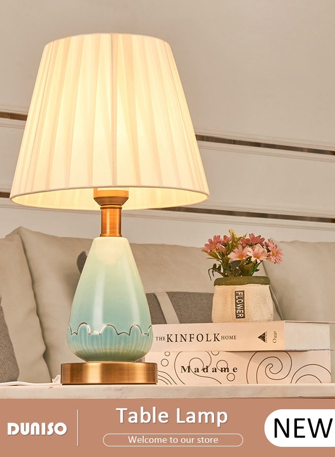 DUNISO مصباح طاولة سيراميك فاخر بتصميم ريترو إبداعي لمكتب غرفة النوم ومصباح طاولة بجانب السرير لنموذج المنازل لمكتب غرفة المعيشة والدراسة والفيلات والفنادق - Image 1