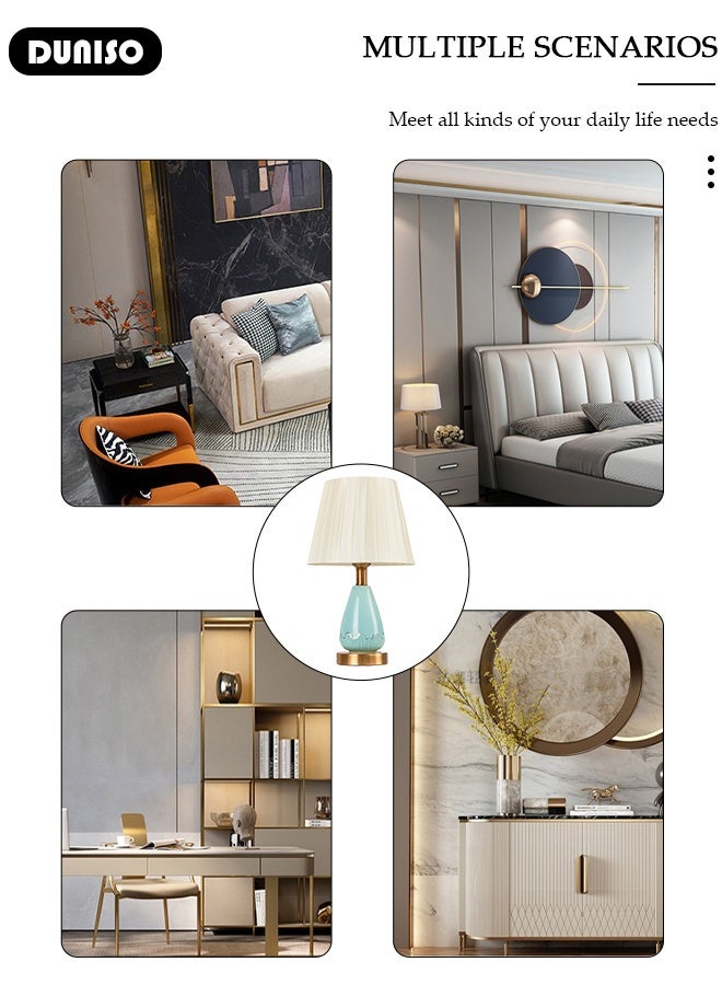 DUNISO مصباح طاولة سيراميك فاخر بتصميم ريترو إبداعي لمكتب غرفة النوم ومصباح طاولة بجانب السرير لنموذج المنازل لمكتب غرفة المعيشة والدراسة والفيلات والفنادق - Image 3