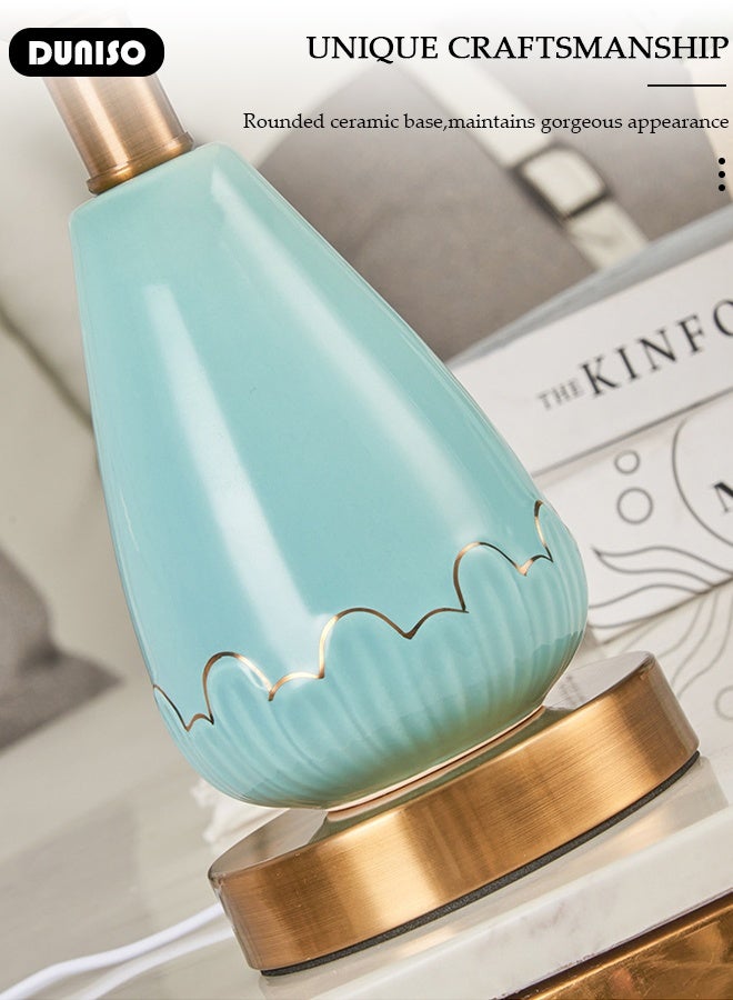DUNISO مصباح طاولة سيراميك فاخر بتصميم ريترو إبداعي لمكتب غرفة النوم ومصباح طاولة بجانب السرير لنموذج المنازل لمكتب غرفة المعيشة والدراسة والفيلات والفنادق - Image 5