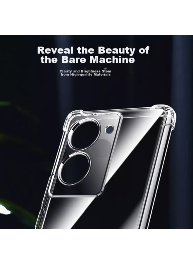 Maikuqi Shockproof Phone Case For Vivo Y78, Full Protection With Air Cushion, Transparent Soft Tpu Cover - Clear White - Image 2
