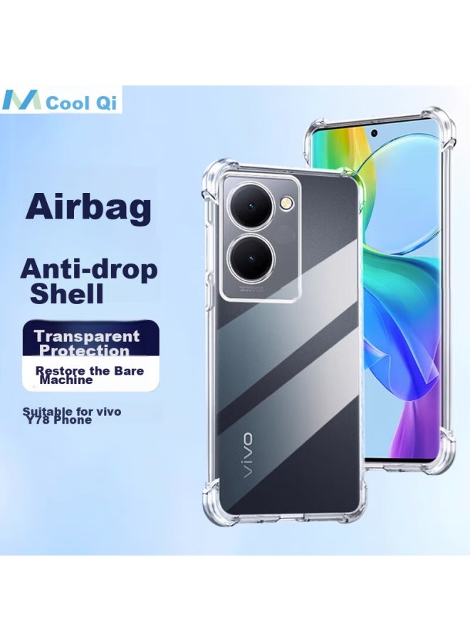 Maikuqi Shockproof Phone Case For Vivo Y78, Full Protection With Air Cushion, Transparent Soft Tpu Cover - Clear White - Image 1