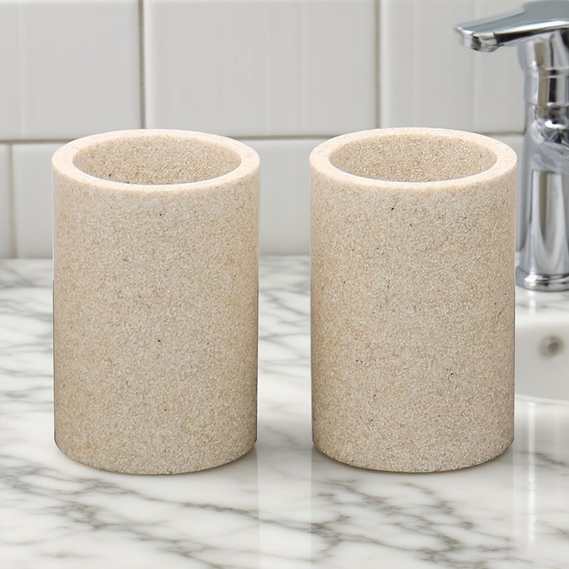Artificial Sandstone Mouthwash Cup 2pcs, Toothbrush Cup, Bathroom Storage Cup, Portable Toothbrush Holder For Toothpaste And Other Items - Image 5