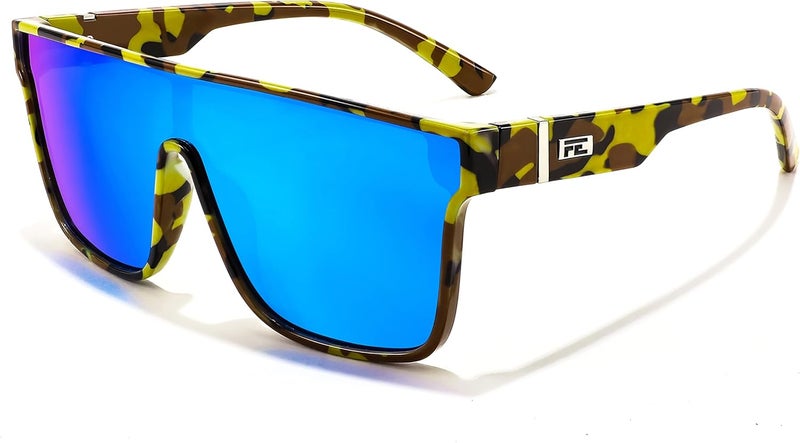 FEISEDY Fashion Flat Top Sunglasses Trendy Oversized Square Shades Women Men UV400 B2996 - Image 1