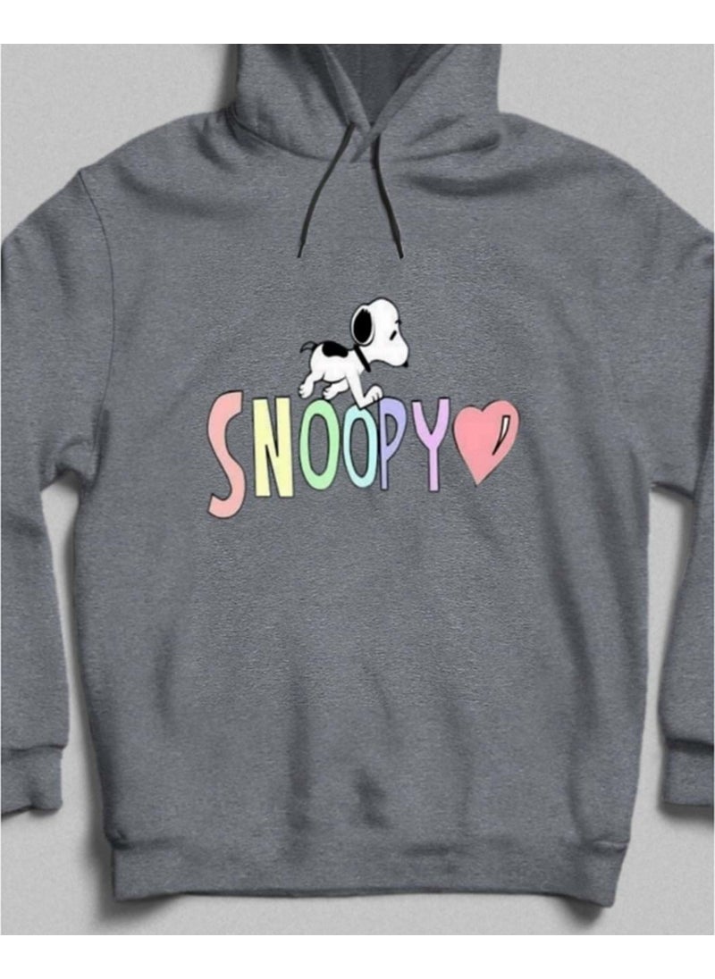 Hena - Snoopy's Lovely World Hooded Sweatshirt Dark Grey - Image 1