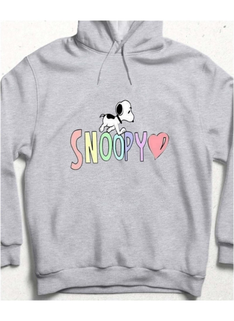 Hena - Snoopy's Lovely World Hooded Sweatshirt Dark Grey - Image 1