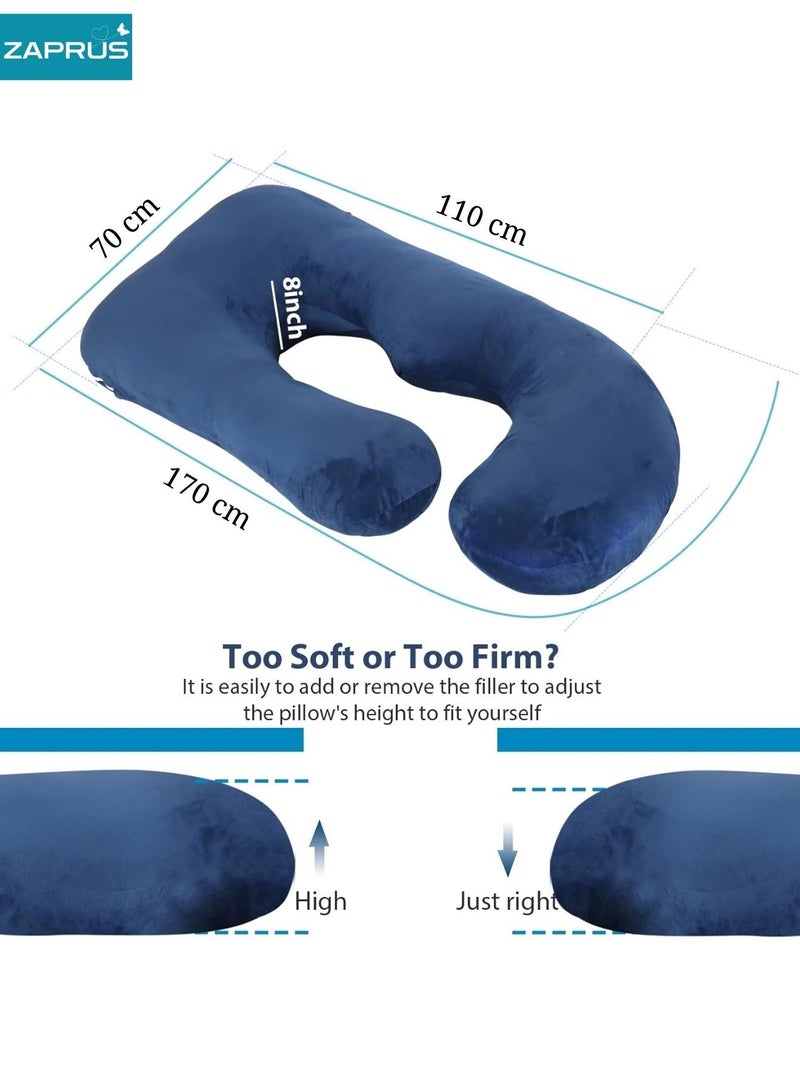 Zaprus Pregnancy Pillow Memory Foam G-Shape –  Full Body Support Maternity Pillow for Sleeping, Back, Hip & Belly Pain Relief, Ergonomic Support for Side & Stomach Sleeping, Comfortable Prenatal Pillow Blue - Image 5