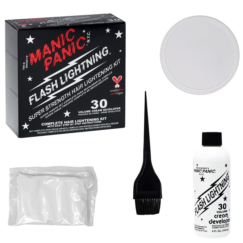 MANIC PANIC Flash Lightning Hair Bleach Kit - Bleach Powder + 30 Volume Developer - Hair Lightener for Dark Shades - Lifts Up to 5 Levels - Achieve Medium to Light Blonde - Vegan & Cruelty-Free (2 pk) - Image 3