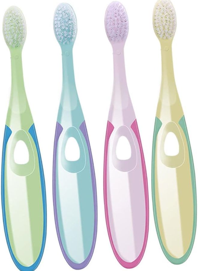4Pcs Soft Bristle Toothbrush Set Assorted Colors Slip Handle Promotes Healthy Brushing Habits - Image 1