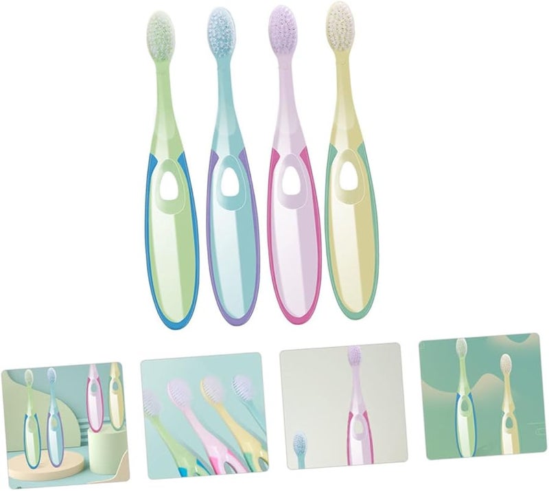 4Pcs Soft Bristle Toothbrush Set Assorted Colors Slip Handle Promotes Healthy Brushing Habits - Image 5