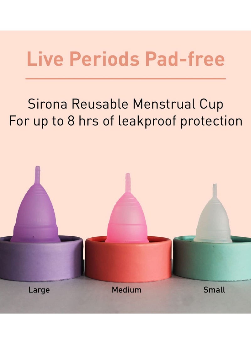 Sirona Reusable Menstrual Cup - Large Size With Pouch, 15ml Mini Intimate Wash & Cup Wash, Ultra Soft, Odour & Rash Free, No Leakage, Protection For Upto 10-12 Hours, FDA Approved - pzsku/Z3680837D26D2DE90500AZ/45/_/1718174818/92f1a8f6-15e7-4619-8e81-146b9d6c0446