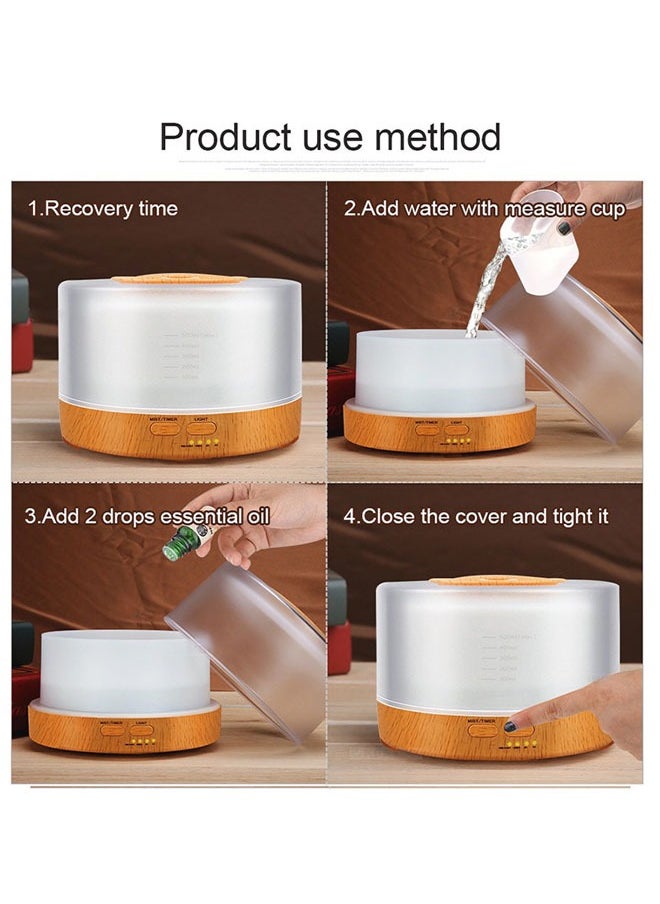 Arabest - Essential Oil Diffuser, 500ml Mist Aromatherapy Diffuser with LED Light and Remote Control Timer Setting, Silent Humidifier for Hotel/Office/Bedroom - Image 1