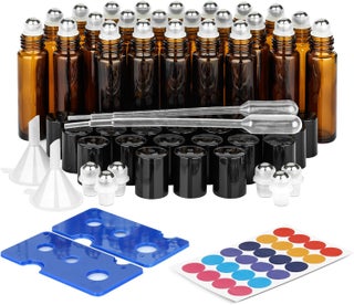 ComSaf 24 Pcs Roller Bottles for Essential Oils 10ml, Update Triple-Lock Seal Roll on Bottles Amber Perfume Glass Roller Balls for Essential Oils with Full Accessories - pzsku/Z36808DDC77B68FC9ED0CZ/45/_/1744137745/24a959c0-864f-4086-b2ab-737c217ba55b