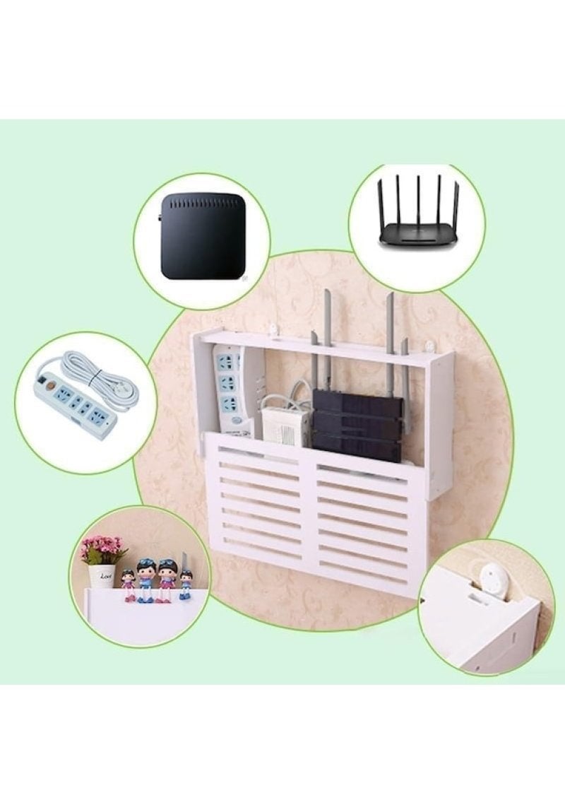 No punching router storage box, wall-mounted TV set-top box rack, home living room wifi shielding bracket, louver small - Image 3