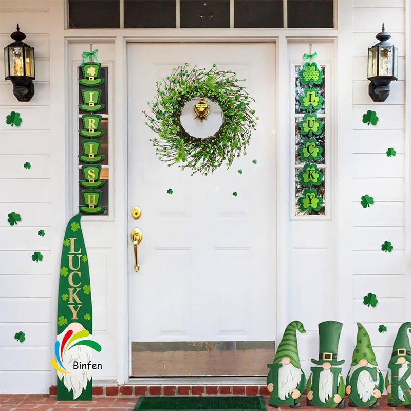 BINFEN St Patricks Day Wreath 20â€ â€“ Green Berry & Shamrock Clover Wreaths for Front Door, St. Patrickâ€™s Day Spring Summer Door Decorations Indoor Outdoor - Image 3