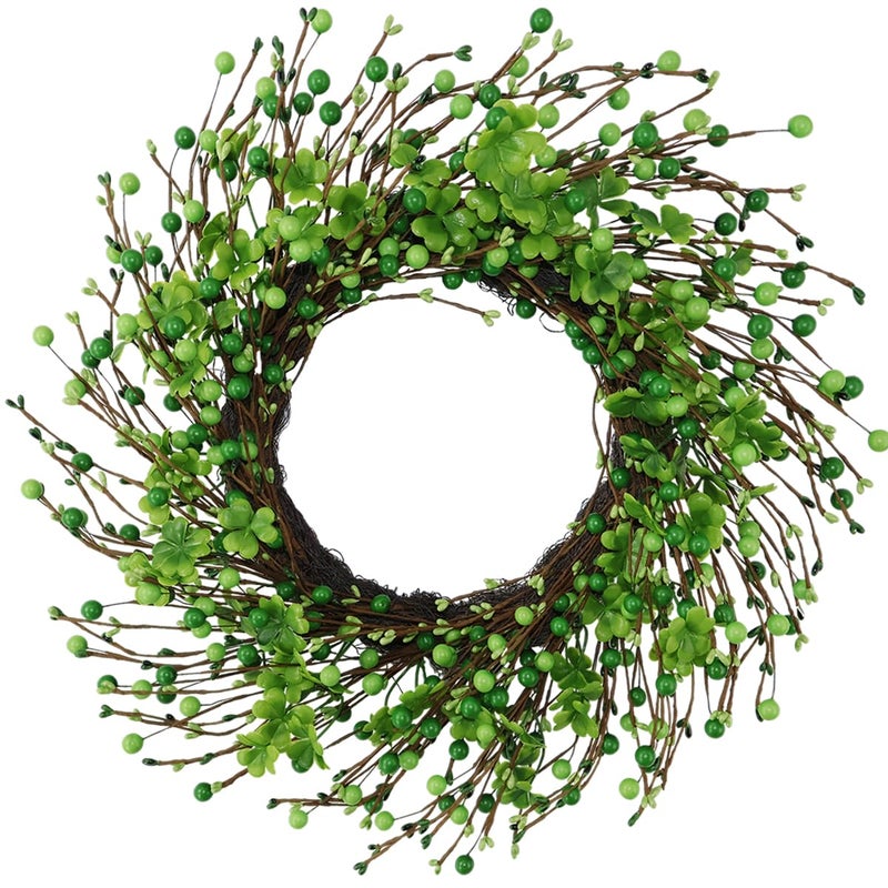 BINFEN St Patricks Day Wreath 20â€ â€“ Green Berry & Shamrock Clover Wreaths for Front Door, St. Patrickâ€™s Day Spring Summer Door Decorations Indoor Outdoor - Image 1