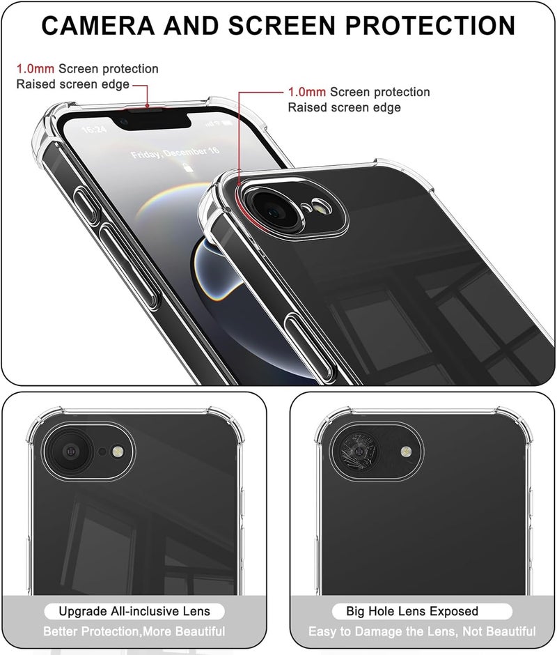 Demark Silicone Case for iPhone 16e/iPhone 17e, Slim Liquid Silicone 3 Layers Full Covered Soft Gel Rubber Phone Case Protective Cover for iPhone 16e/iPhone 17e Cover (Clear) - Image 3