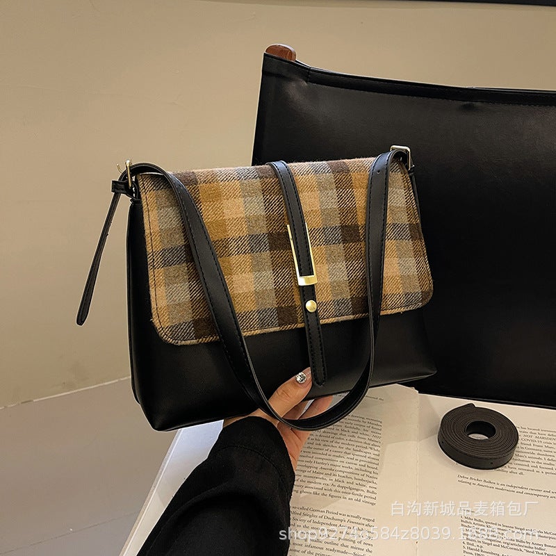High-End Texture Fashion All-Match Contrast Color Small Bag Women'S Style Temperament Underarm Bag Explosive Crossbody Bag - Image 1