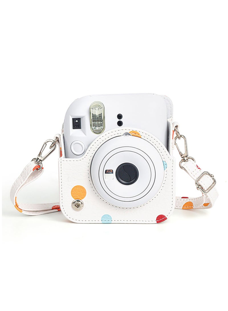 PU Leather Camera Case Compatible with Instax Mini 12 Instant Camera with Adjustable Strap and Pocket Colored Dots Storage Bag  - Image 5