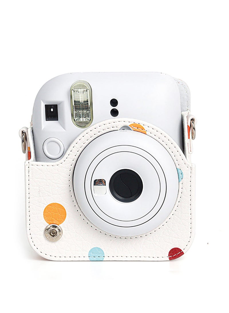 PU Leather Camera Case Compatible with Instax Mini 12 Instant Camera with Adjustable Strap and Pocket Colored Dots Storage Bag  - Image 4
