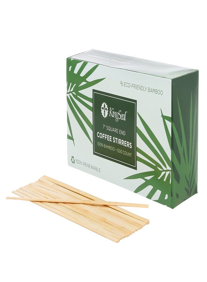 KingSeal 1000 Count | KingSeal Bamboo Wood Coffee Stirrers, Square End, 7 inch Length, 100% Renewable and Biodegradable - 2 Boxes x 500 Stirrers - Image 1