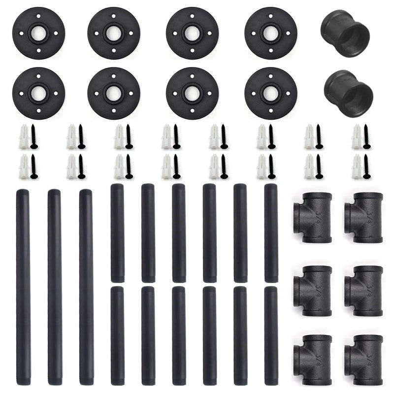 Itvexeme 16In Height x 16In Width x 43In Length Industrial Pipe Table Leg Set, Iron Base Legs for Coffee Tables, Desks, NightstandVintage, Dark Grey Black Rough Pipes - Image 4