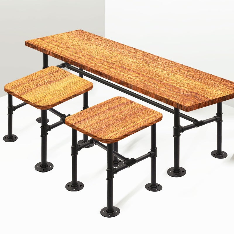 Itvexeme 16In Height x 16In Width x 43In Length Industrial Pipe Table Leg Set, Iron Base Legs for Coffee Tables, Desks, NightstandVintage, Dark Grey Black Rough Pipes - Image 2
