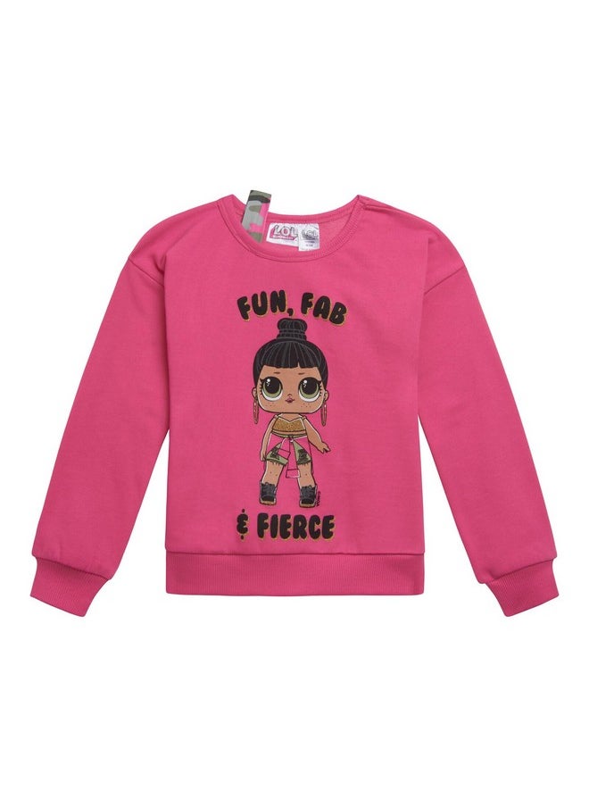 L.O.L. SURPRISE! L.O.L. Surprise! Honey Bun Big Girls Fleece Sweatshirt and Leggings Outfit Set Camo Hot Pink 14-16  - Image 2