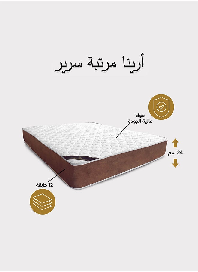 إن - هاوس أرينا | مرتبة سرير متعددة الطبقات 12 طبقة ارتفاع 24 سم قياس سوبر كينج - 200x200 سم - بيج وأبيض  - Image 3