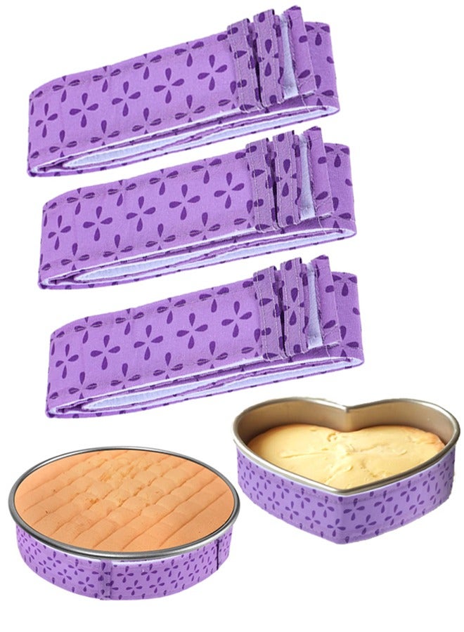 3 قطع كيك بان شرائط كايك بان شرائط كيك ماصة سوبر شرائط الكيك شرائط كعك حتى الخبز، شرائط حماية صينية الكعك شرائط القماش مكافحة التشوه أدوات الخبز 88 × 4 سم - Image 1