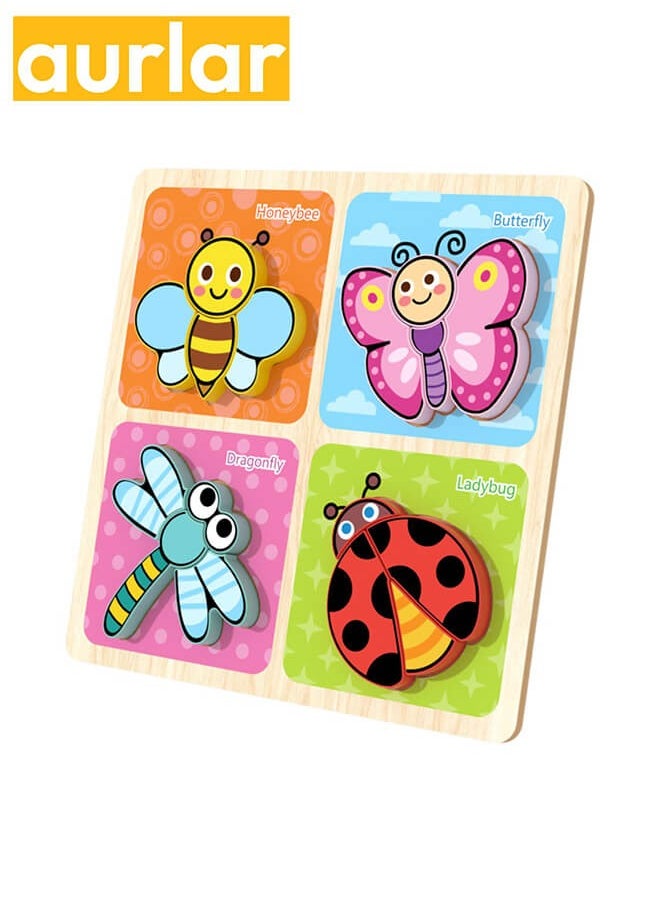 Aurlar - 6 Sets Cartoon Wooden Puzzle Set for Toddlers, Includes Animals, Vegetables, Fruits, Transportation, Furniture, and Preschool Educational Toys - Image 1