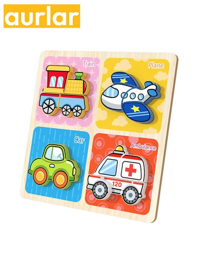 Aurlar - 6 Sets Cartoon Wooden Puzzle Set for Toddlers, Includes Animals, Vegetables, Fruits, Transportation, Furniture, and Preschool Educational Toys - Image 1