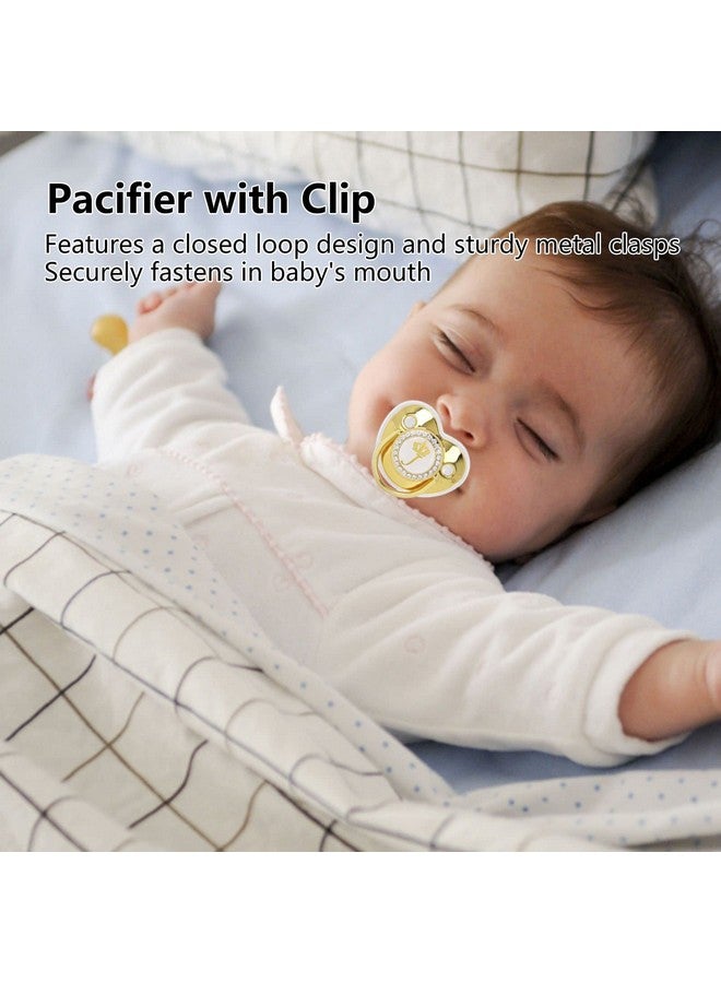 GLOGLOW Elegant Gold Letter Infant Pacifier -, Stylish and Portable Silicone Alloy Pacifier for Home and Travel J - Image 2