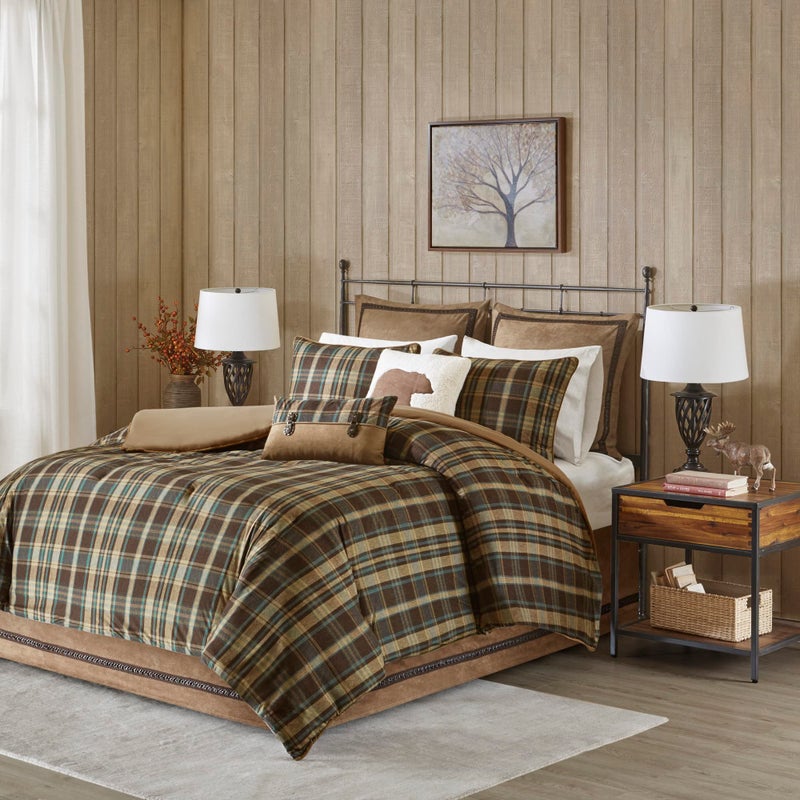 Woolrich John Rich & Bros. Woolrich Rustic Lodge Cabin Comforter Set - All Season Down Alternative Warm Bedding Layer and Matching Shams, Oversized King, Hadley Plaid, Multi - Image 1