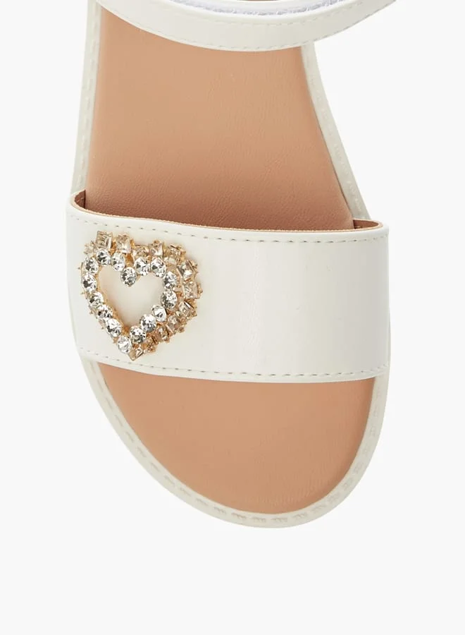 Flora Bella By Shoexpress Girls Heart Accent Sandals With Hook And Loop Closure