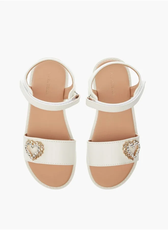 Flora Bella By Shoexpress Girls Heart Accent Sandals With Hook And Loop Closure