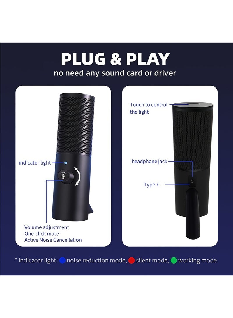EzzySo Gaming Microphone For PC Computer Gaming USB Mic For Mac PS4 PS5 Condenser Mic With Quick Mute RGB Control For Recording Streaming Podcasting Twitch Snapchat Podcasts Videos  - Image 5