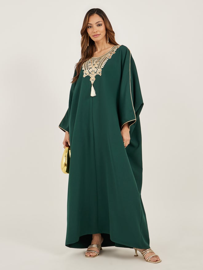 Styli Styli Lace Detail Round Neck Kaftan - Image 2