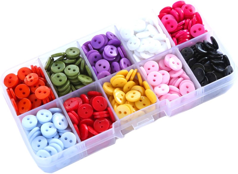 GANSSIA 11/32 Inch (9mm) Very Small Buttons Tiny Size Sewing Flatback Resin Buttons 10 Colors Multi-Colored Pack of 750 with Box - Image 1