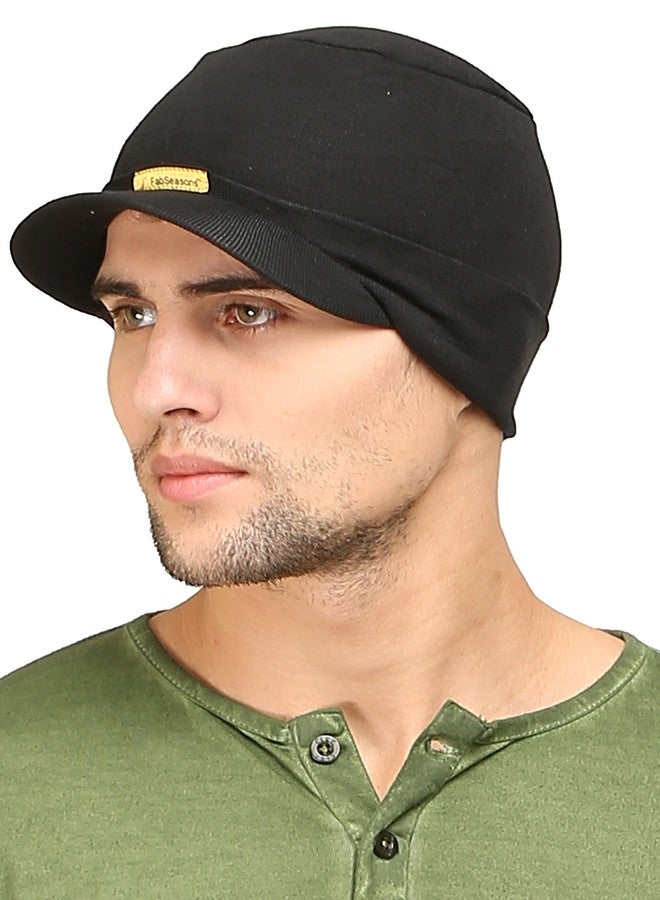 FabSeasons Unisex Cotton Skull Cap with Peak, Ideal for All Summer & Winters. Combo Pack of 2 (Black, Dark Gray) - Image 4