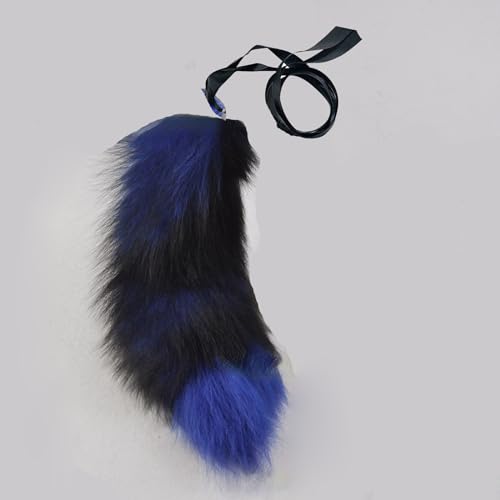 VIGVAN Fluffy Wolf Ear Headband Wolf Tail Set for Halloween, Cosplay, Themed Parties (Black Red) - Image 3