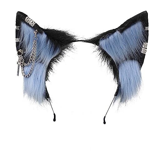 VIGVAN Fluffy Wolf Ear Headband Wolf Tail Set for Halloween, Cosplay, Themed Parties (Black Red) - Image 2